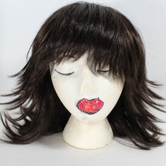 Shaggy Layered Lace Front Wig - Dark Brown, Synthetic, Adjustable Fit, Used - Picture 2 of 12